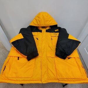 Vintage Starter Puffer Jacket Black/Yellow Mens Size 3XL Parka Coat Hooded